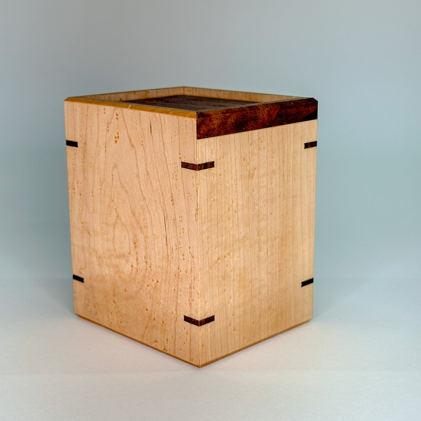 Solid hardwood Commander deck box – handmade Maple and Walnut